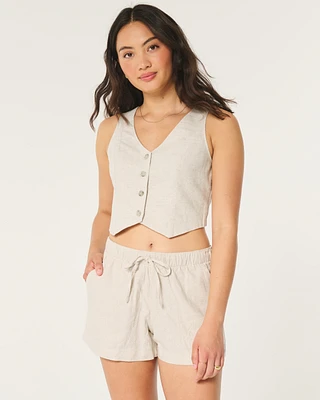 Hollister Ella Linen-Blend Pull-On Shorts