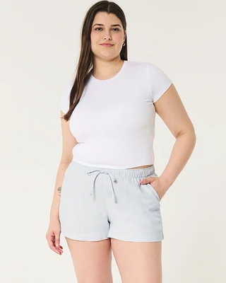 Hollister Ella Adjustable Rise Linen-Blend Pull-On Shorts