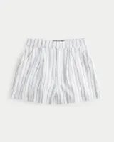 Ultra High-Rise Pleated Linen Blend Shorts