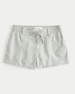 Linen-Blend Utility Shorts