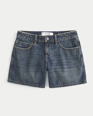 Low-Rise Dark Wash Baggy Denim Shorts 5"