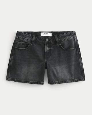 Low-Rise Washed Black Baggy Denim Shorts 5"