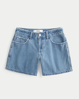 Low-Rise Light Wash Baggy Denim Shorts 5"