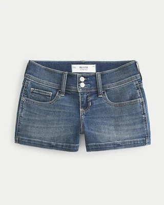 Low-Rise Medium Wash Denim Mini Shorts