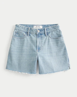 Curvy High-Rise Light Wash Relaxed Denim Shorts 5"