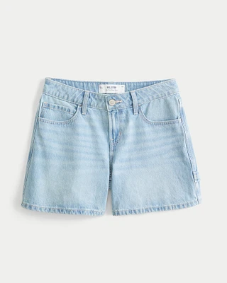 Low-Rise Light Wash Baggy Denim Carpenter Shorts 5"