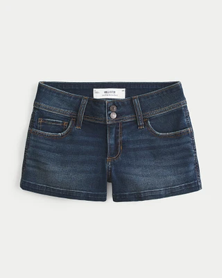 Low-Rise Dark Wash Denim Shortie Shorts