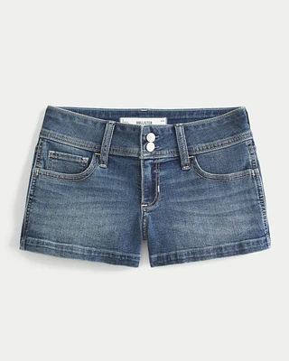 Low-Rise Medium Wash Denim Shortie Shorts