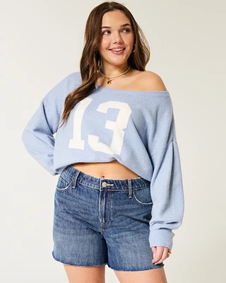 High-Rise Medium Dark Wash Relaxed Denim Shorts 5"