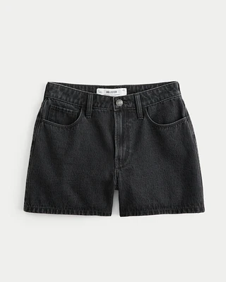 High-Rise Washed Black Relaxed Denim Shorts 5"