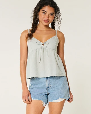 High-Rise Ripped Medium Wash Relaxed Denim Shorts 5"