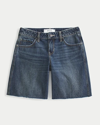 Low-Rise Dark Wash Baggy Jort