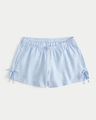 Linen-Blend Side Bow Soft Shorts