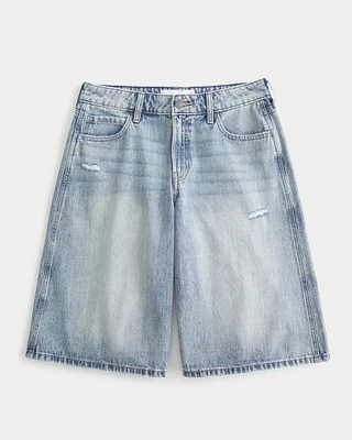 Distressed Light Wash Super Baggy Jort