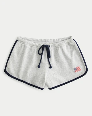 American Flag Graphic Fleece Mini Shorts