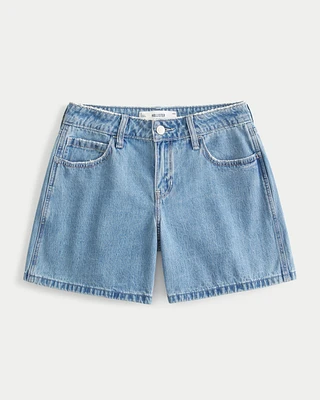 Low-Rise Medium Wash Baggy Denim Shorts 5"