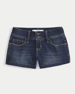 Low-Rise Dark Wash Denim Shortie Shorts