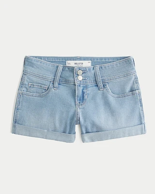 Low-Rise Light Wash Denim Shortie Shorts