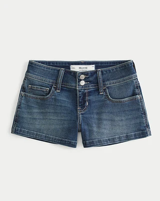 Low-Rise Medium Wash Denim Shortie Shorts