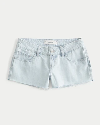 Ultra Low-Rise Light Wash Denim Mini Shorts