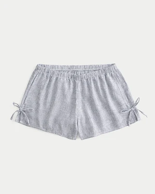 Linen-Blend Side Bow Soft Shorts