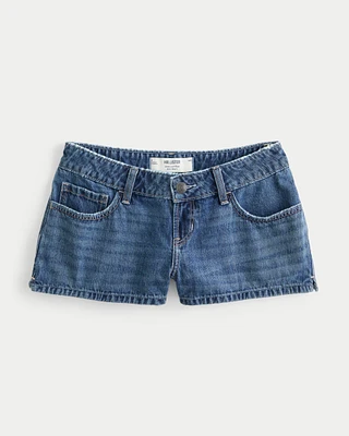 Ultra Low-Rise Dark Wash Mini Denim Shorts