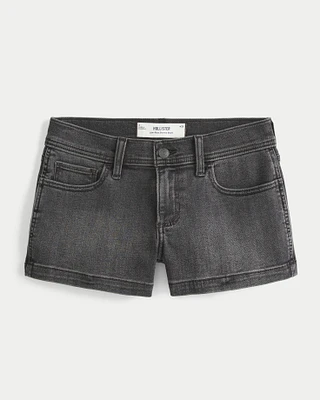 Washed Black Denim Shortie Shorts