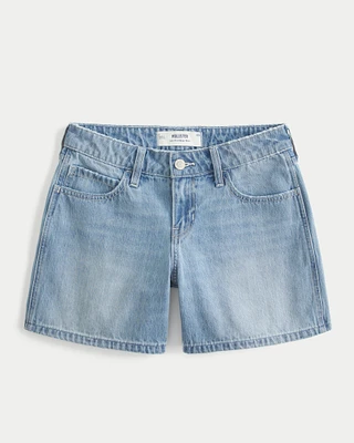 Light Wash Low-Rise Baggy Denim Shorts