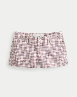 Ultra Low-Rise Twill Plaid Mini Shorts