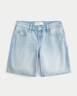 Low-Rise Light Wash Anchor Graphic Baggy Jort