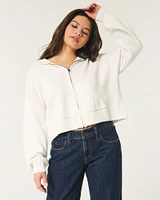 Boxy Crop Zip-Up Sweater Hoodie