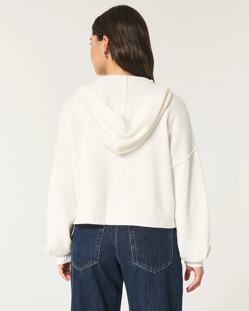 Boxy Crop Zip-Up Sweater Hoodie