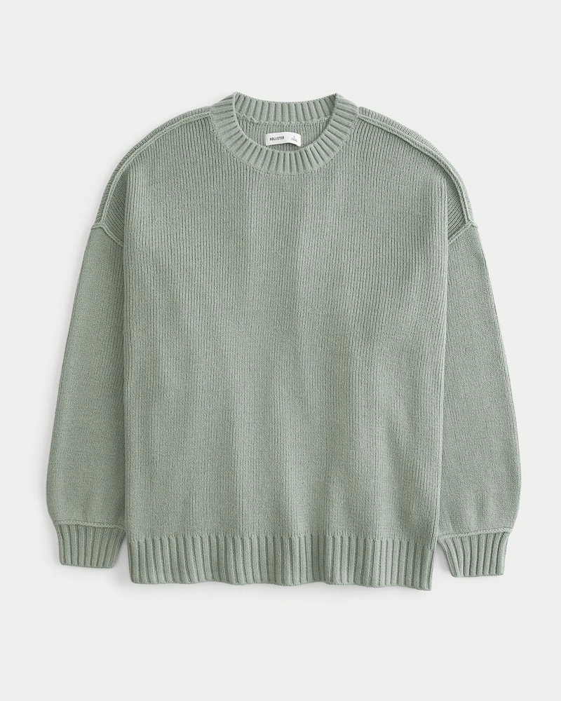 Oversized Seamed Crew Sweater