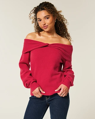 Hollister Comfy Cloud Off-the-Shoulder Twist Sweater