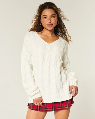 Hollister Comfy Cloud Oversized Cable-Knit Sweater