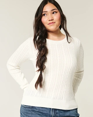 Cable-Knit Crew Sweater