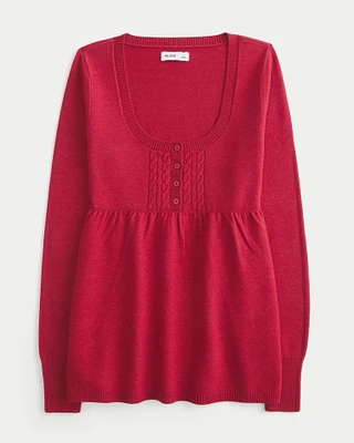 Easy Cable-Knit Babydoll Sweater
