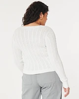 Cable-Knit V-Neck Sweater