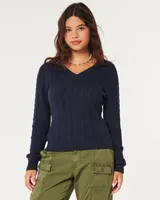 Cable-Knit Icon V-Neck Sweater