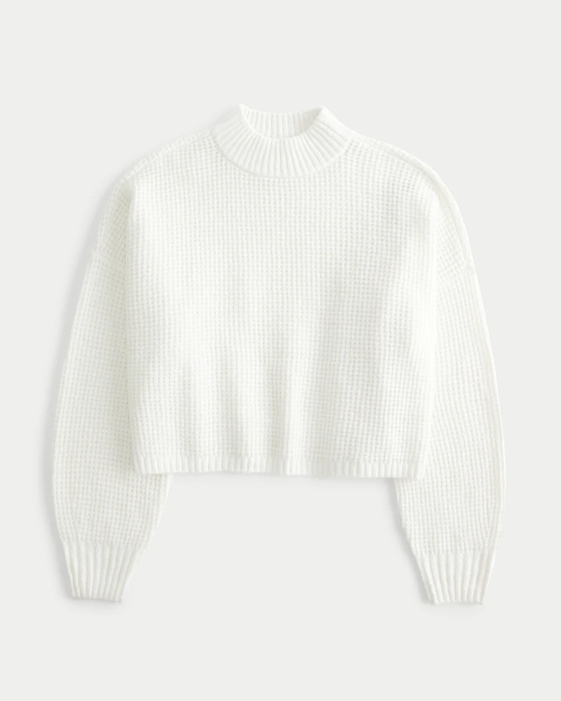 Easy Cozy Waffle Mock-Neck Sweater