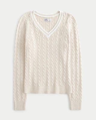 Cable-Knit Icon V-Neck Sweater