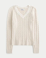 Cable-Knit Icon V-Neck Sweater