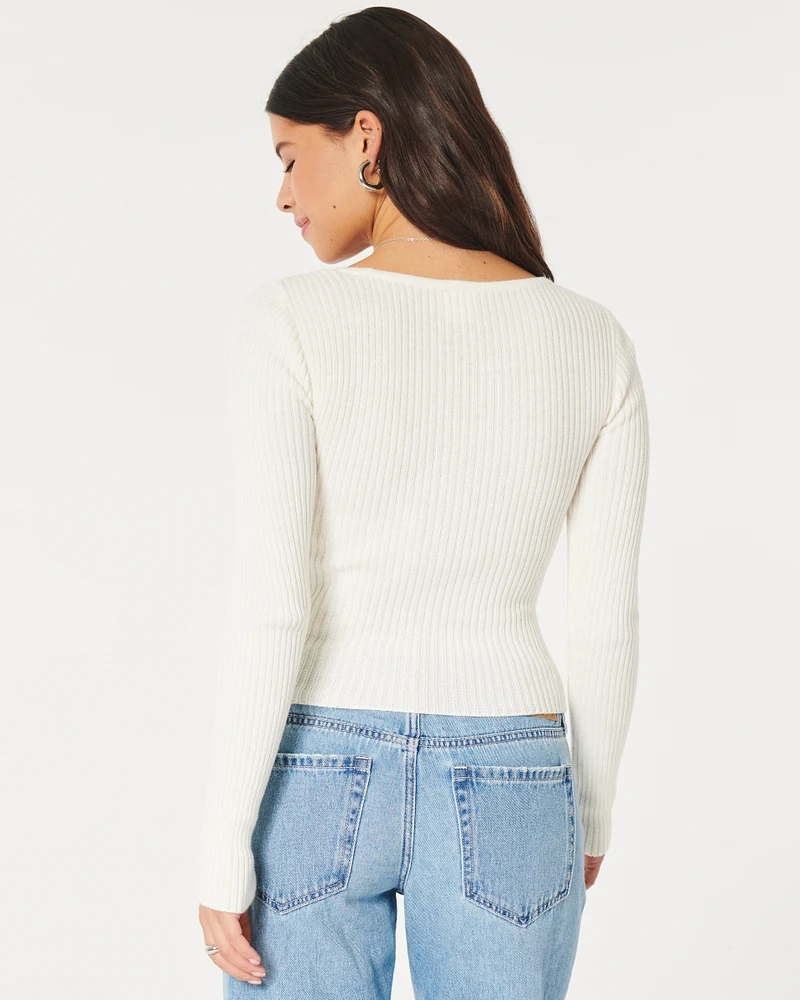 Slim Ribbed Sweetheart Sweater