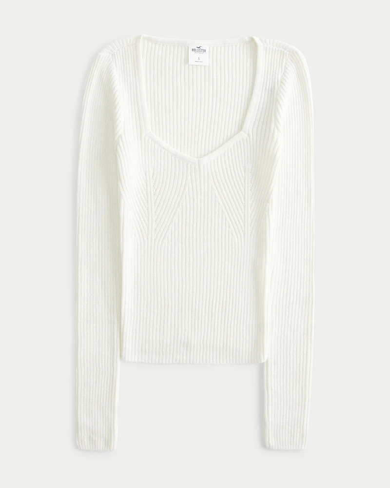 Slim Ribbed Sweetheart Sweater