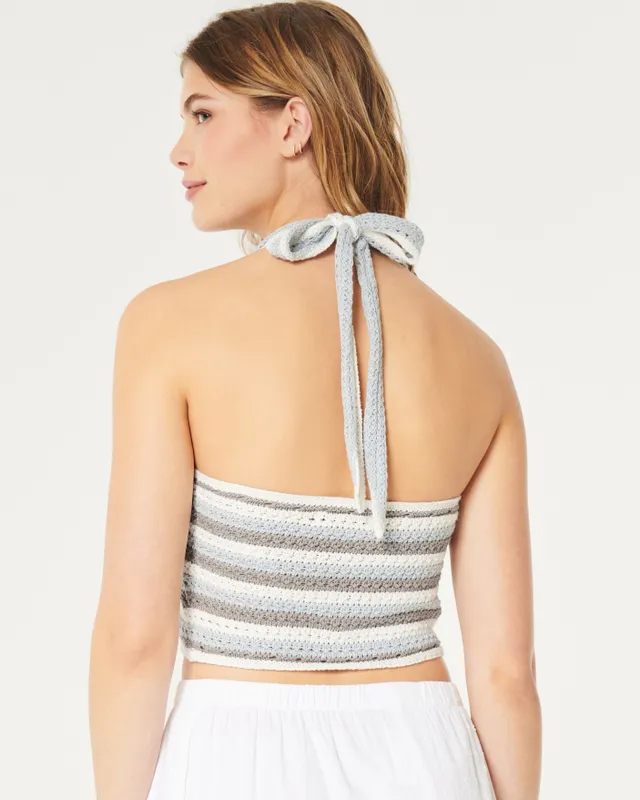 Hollister Crochet Crop Halter Tank