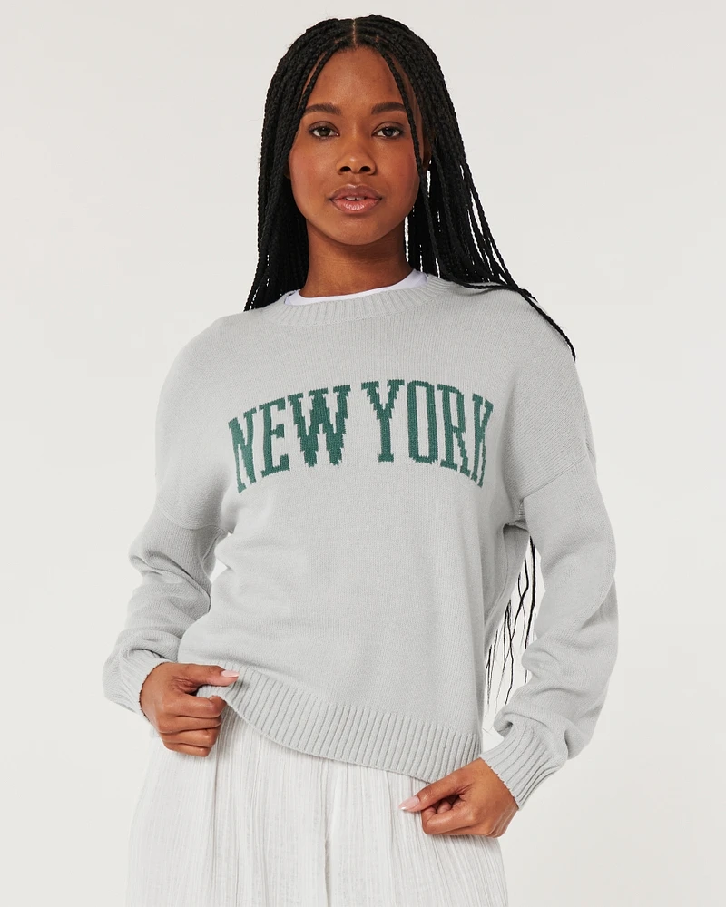 Oversized New York Graphic Crew Sweater