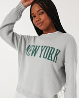 Oversized New York Graphic Crew Sweater