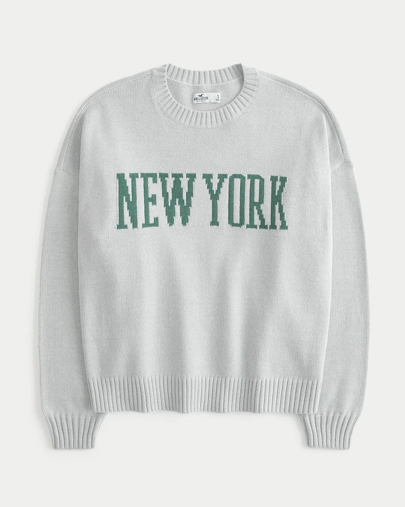 Oversized New York Graphic Crew Sweater