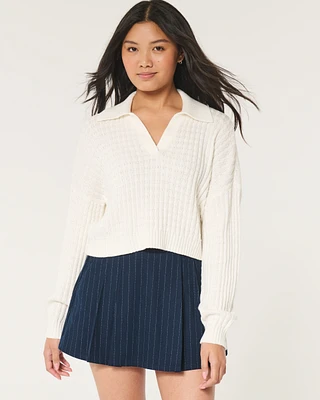 Easy Stitchy Polo Sweater