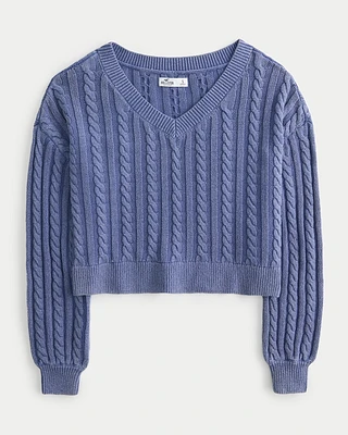 Easy V-Neck Cable-Knit Sweater